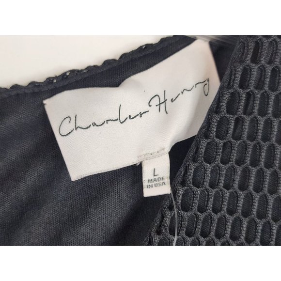 Charles Henry Dress Womens Large Black Net Pattern V Neck Fit Flare Night Out - Picture 3 of 13